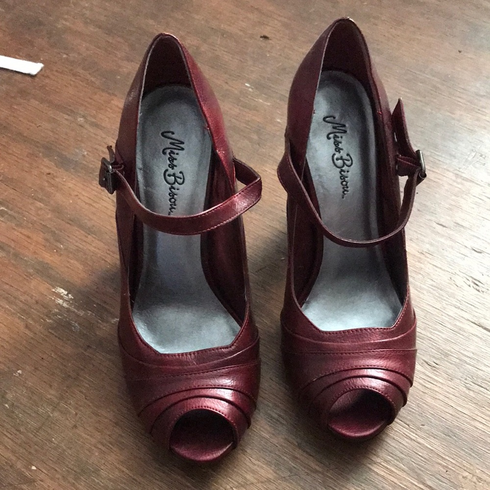 Red open toe heels